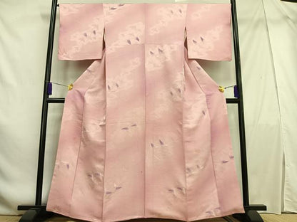 平和屋着物■上質な小紋 地紋起こし 飛鶴文 暈し染め 正絹 逸品 AABF1940oa