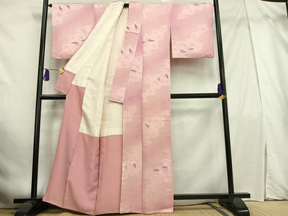 平和屋着物■上質な小紋 地紋起こし 飛鶴文 暈し染め 正絹 逸品 AABF1940oa