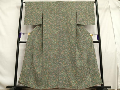 平和屋着物■上質な小紋 草花文 正絹 逸品 AABF1943oa