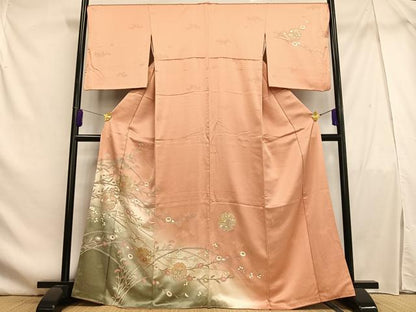 平和屋着物■訪問着 雪輪草花文 暈し染め 金彩 正絹 逸品 AABF1945oa