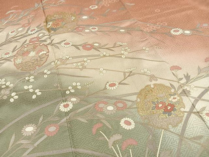 平和屋着物■訪問着 雪輪草花文 暈し染め 金彩 正絹 逸品 AABF1945oa