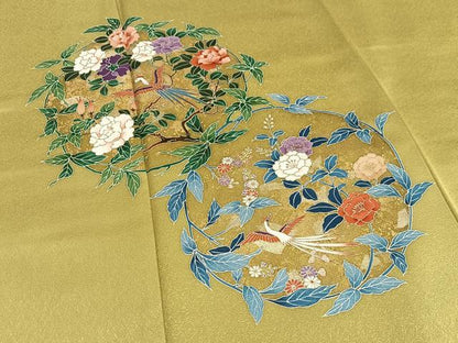 平和屋着物■訪問着 花丸飛鳥文 金彩 正絹 逸品 AABF1951oa