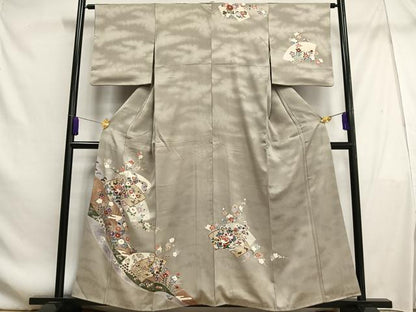 平和屋着物■訪問着 地紙草花文 金銀彩 正絹 逸品 AABF1955oa