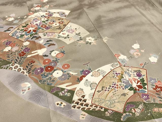 平和屋着物■訪問着 地紙草花文 金銀彩 正絹 逸品 AABF1955oa