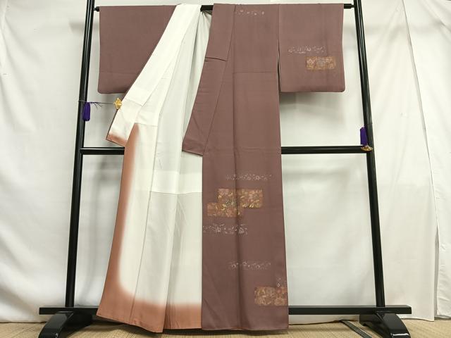 平和屋着物■訪問着 横段更紗花文 金銀彩 正絹 逸品 AABF1956oa