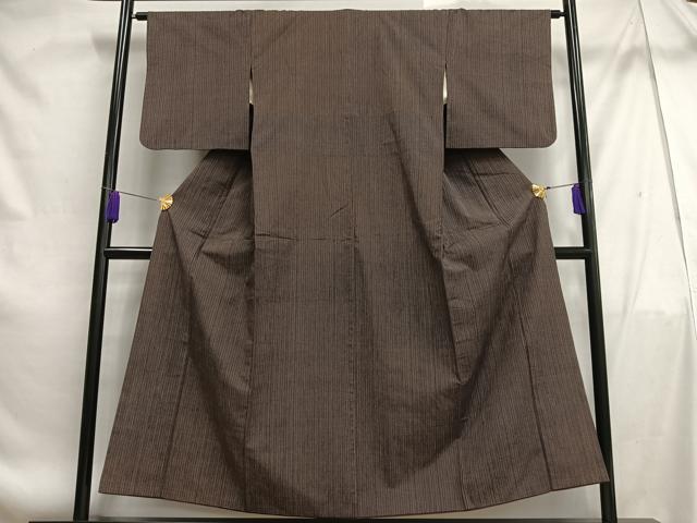 平和屋着物■上質な紬　縞　正絹　逸品　AABF1958oa