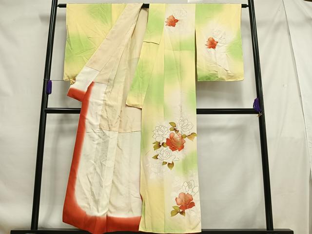 平和屋着物■訪問着 駒刺繍 枝花文 暈し染め 金彩 正絹 逸品 AABF1959oa