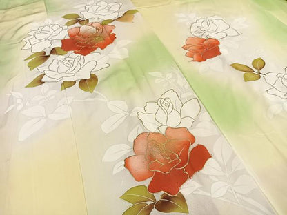 平和屋着物■訪問着 駒刺繍 枝花文 暈し染め 金彩 正絹 逸品 AABF1959oa