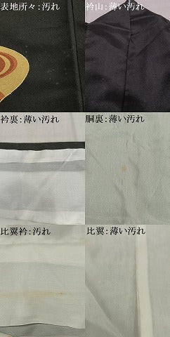 平和屋着物■豪華黒留袖　駒刺繍　枝梅文　金彩　正絹　逸品　AABF1960oa