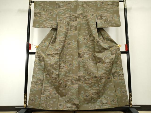 平和屋着物●本場大島紬　カタス9マルキ　風景文　正絹　逸品　AABF1994cs