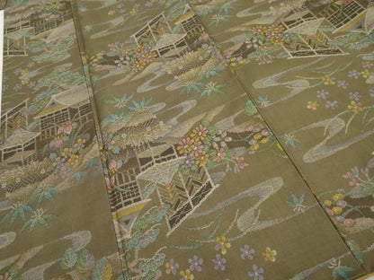 平和屋着物●本場大島紬　カタス9マルキ　風景文　正絹　逸品　AABF1994cs
