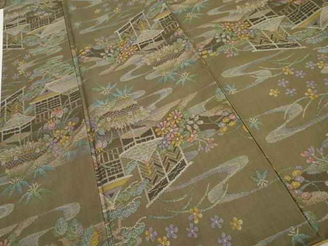 平和屋着物●本場大島紬　カタス9マルキ　風景文　正絹　逸品　AABF1994cs