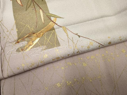 平和屋着物●訪問着　駒刺繍　色紙笹舟文　金彩　金銀糸　鈴乃屋扱い　正絹　逸品　AABF1995cs