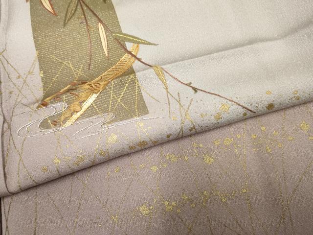 平和屋着物●訪問着　駒刺繍　色紙笹舟文　金彩　金銀糸　鈴乃屋扱い　正絹　逸品　AABF1995cs