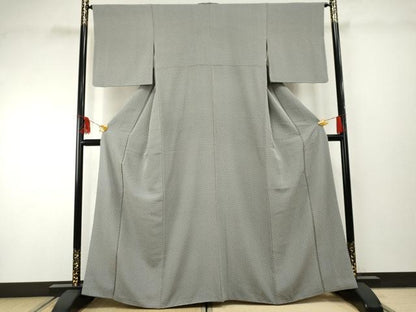 平和屋着物●上質な小紋　格子　黒地　正絹　逸品　AABF1996cs