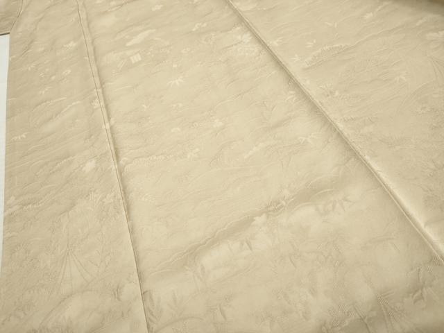平和屋着物●上質な色無地　風景地紋　亜麻色　正絹　逸品　AABF2000cs