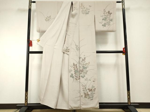 平和屋着物●訪問着　枝葉文　鬼しぼ縮緬　正絹　逸品　AABF2001cs