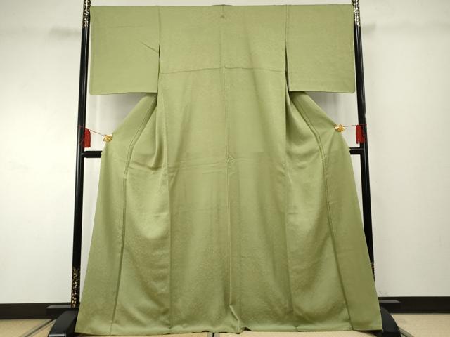 平和屋着物●上質な色無地　草花地紋　青丹色　やまと誂製　正絹　逸品　AABF2002cs