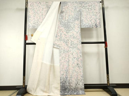 平和屋着物●訪問着　手描き　桜　暈し染め　正絹　逸品　AABF2006cs