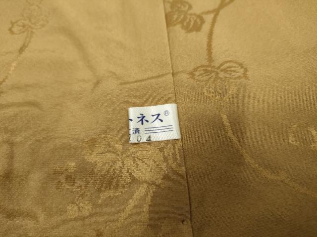 平和屋着物●上質な色無地　蔦の葉地紋　山吹茶色　正絹　逸品　未使用　AABF2007cs 平和屋着物○上質な色無地 蔦の葉地紋 山吹茶色 正絹 逸品