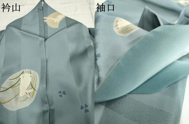平和屋着物●上質な小紋 月にうさぎ 正絹 逸品 AABF2009cs