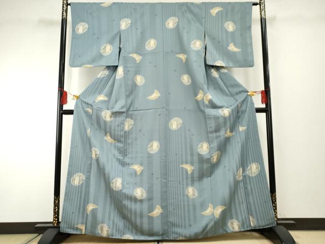 平和屋着物●上質な小紋 月にうさぎ 正絹 逸品 AABF2009cs