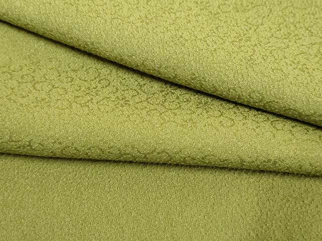 平和屋着物●上質な色無地　花唐草地紋　草色　正絹　逸品　AABF2010cs 平和屋着物○上質な色無地 花唐草地紋 草色 正絹 逸品 AABF2010csの