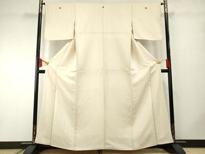 平和屋着物●上質な色無地　練色　金通し地　正絹　逸品　AABF2011cs