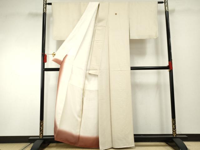 平和屋着物●上質な色無地　練色　金通し地　正絹　逸品　AABF2011cs