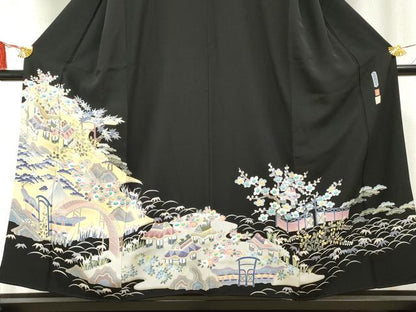 平和屋着物●本加賀友禅作家　白坂幸蔵　黒留袖　新茶屋辻　正絹　逸品　AABF2017cs