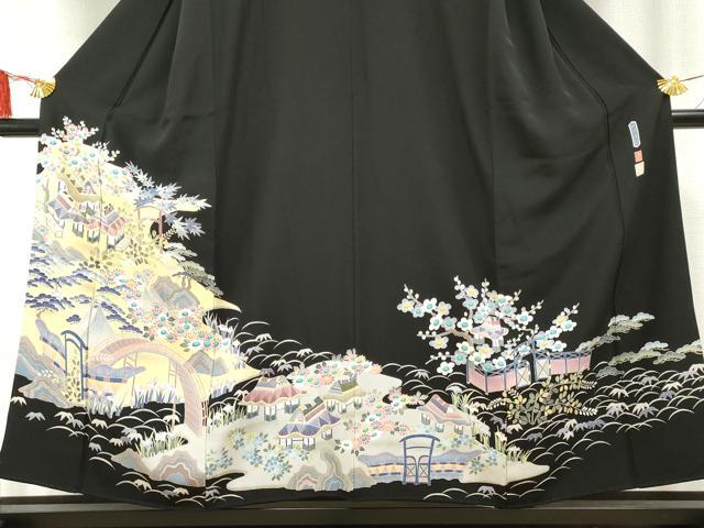 平和屋着物●本加賀友禅作家　白坂幸蔵　黒留袖　新茶屋辻　正絹　逸品　AABF2017cs