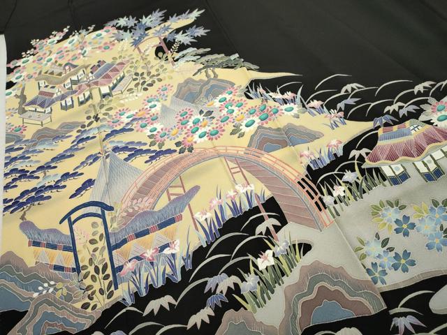 平和屋着物●本加賀友禅作家　白坂幸蔵　黒留袖　新茶屋辻　正絹　逸品　AABF2017cs