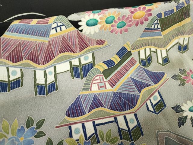 平和屋着物●本加賀友禅作家　白坂幸蔵　黒留袖　新茶屋辻　正絹　逸品　AABF2017cs 平和屋着物○本加賀友禅作家 白坂幸蔵 黒留袖 新茶屋辻 正絹