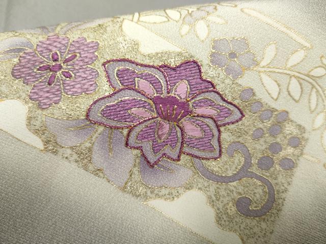 平和屋着物●本貝紫染作家　西山和恆　訪問着　駒刺繍　花唐草文　暈し染め　金彩　丹後ちりめん　反端付き　正絹　逸品　AABF2018cs 平和屋着物○本貝紫染作家 西山和恆 訪問着 駒刺繍