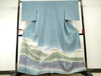 平和屋着物●名門・上野家　四代目 上野真(二代目 上野為二)　色留袖　重ね山松文　暈し染め　正絹　逸品　AABF2019cs