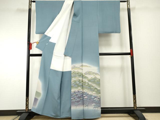 平和屋着物●名門・上野家　四代目 上野真(二代目 上野為二)　色留袖　重ね山松文　暈し染め　正絹　逸品　AABF2019cs