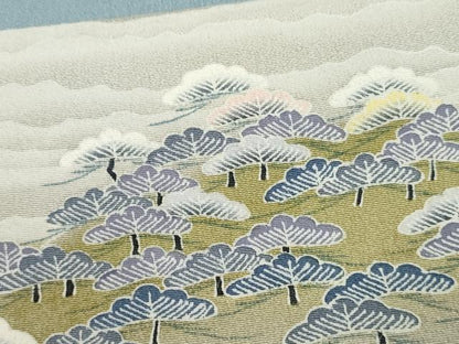 平和屋着物●名門・上野家　四代目 上野真(二代目 上野為二)　色留袖　重ね山松文　暈し染め　正絹　逸品　AABF2019cs