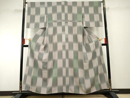 平和屋着物●上質な小紋　鹿の子市松文　正絹　逸品　AABF2021cs