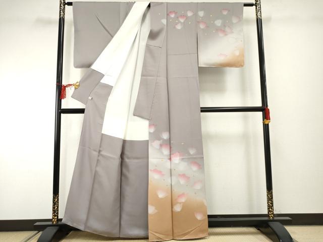 平和屋着物●井上公三　訪問着　シルクスクリーン　舞花文　暈し染め　金彩　正絹　逸品　未使用　AABF2024cs 平和屋着物○井上公三 訪問着 シルクスクリーン 舞花文 暈し染め 金彩