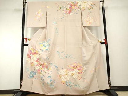 平和屋着物●本加賀友禅作家　矢田博　訪問着　枝花文　正絹　逸品　AABF2025cs