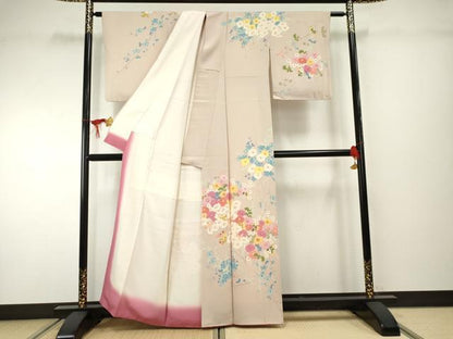平和屋着物●本加賀友禅作家　矢田博　訪問着　枝花文　正絹　逸品　AABF2025cs
