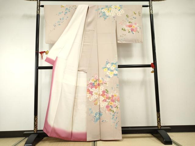 平和屋着物●本加賀友禅作家　矢田博　訪問着　枝花文　正絹　逸品　AABF2025cs