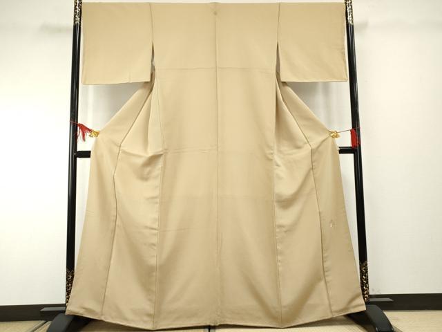 平和屋着物●染師　故・山代谷隆　色無地　桑染色　ロング丈　正絹　逸品　AABD4774ph 平和屋着物○染師 故・山代谷隆 色無地 白橡色 正絹