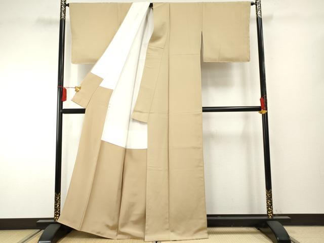 平和屋着物●染師　故・山代谷隆　色無地　白橡色　正絹　逸品　未使用　AABF2027cs