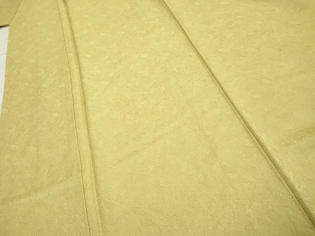 平和屋着物●上質な色無地　葉尽くし地紋　枯草色　正絹　逸品　AABF2033cs 平和屋着物○上質な色無地 葉尽くし地紋 枯草色 正絹 逸品 AABF2033cs