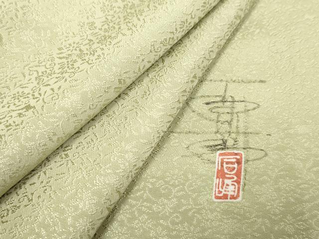 平和屋着物●お召　花唐草地紋　正絹　逸品　AABH6928ph 平和屋着物○お召 花唐草地紋 正絹 逸品 AABH6928ph