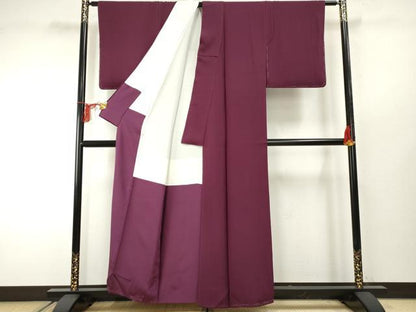 平和屋着物●ファッションデザイナー 花井幸子監修　色無地　暗紅色　正絹　逸品　未使用　AABF2036cs