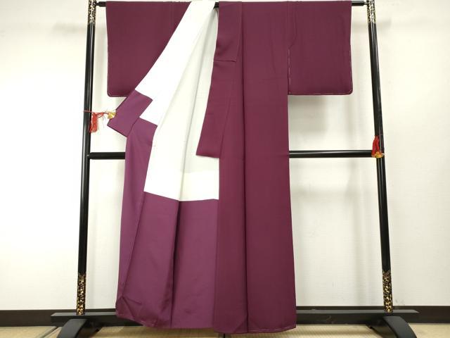 平和屋着物●ファッションデザイナー 花井幸子監修　色無地　暗紅色　正絹　逸品　未使用　AABF2036cs