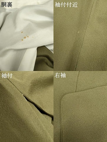 平和屋着物●染色作家　斉藤三才　色無地　鶸茶色　正絹　逸品　AABF2038cs