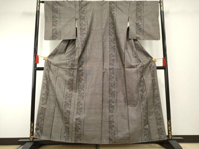 平和屋着物●本場大島紬　カタス9マルキ　枝葉間道　正絹　逸品　未使用　AABF2039cs
